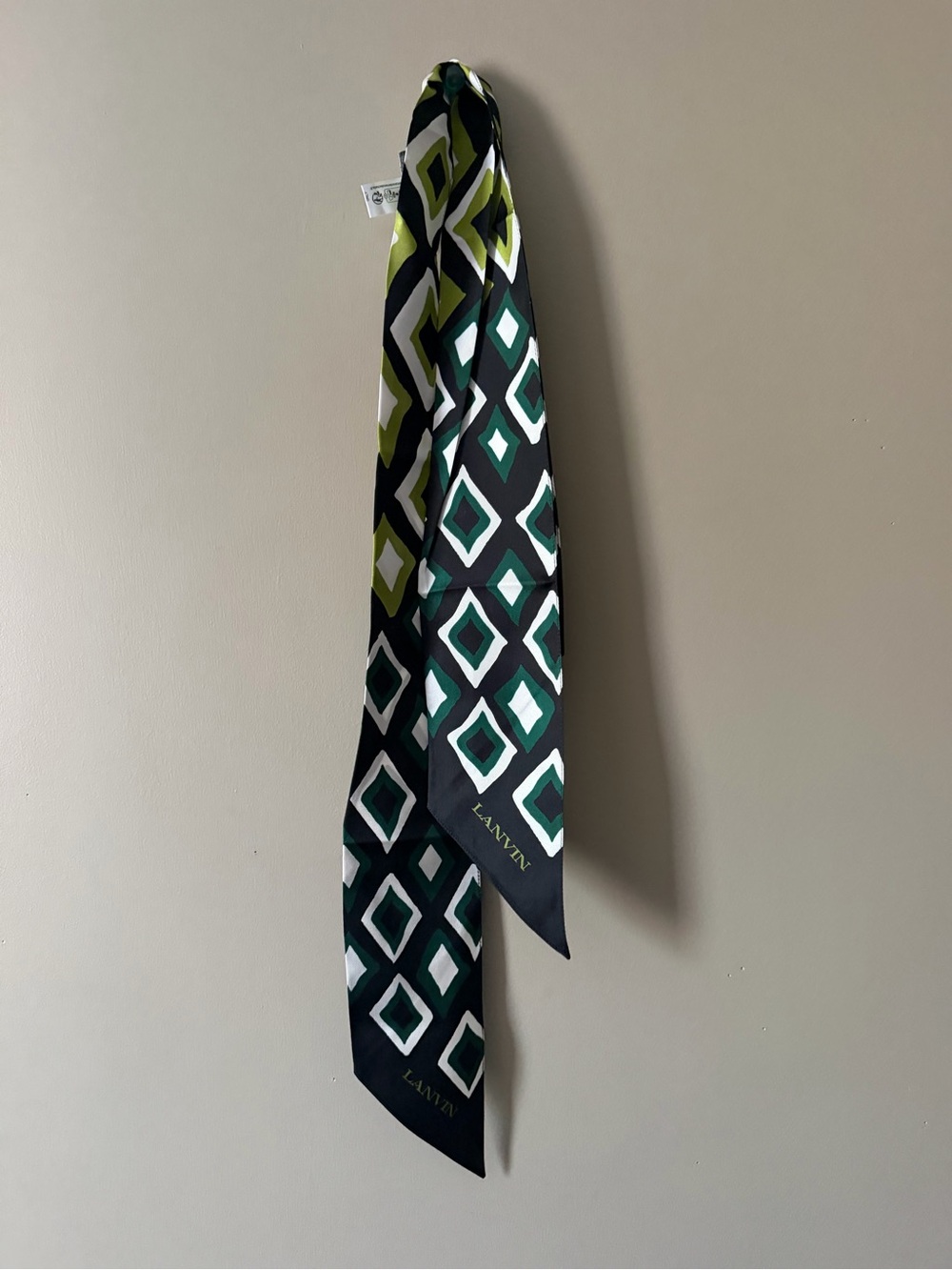 Lanvin Green Geometric Silk Scarf